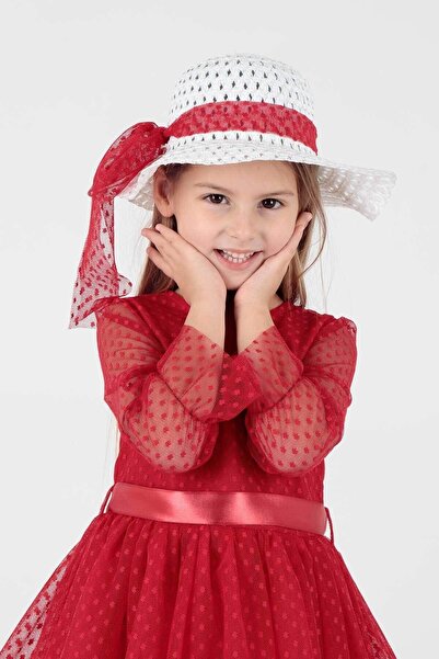 AHENGİM Trendy Hat and Tulle Lace Girl's Evening Dress - Ak2228