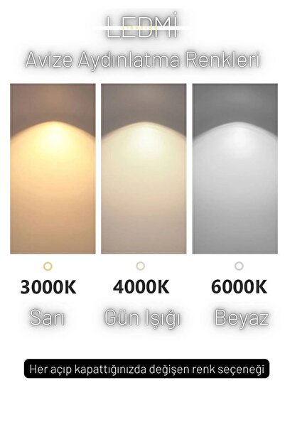 Ledmi Lighting Çiftli Led Model 50cm Yuvarlak Siyah Led Avize, 3 Renk Aydınlatmalı, Kumandalı Salon Avizesi