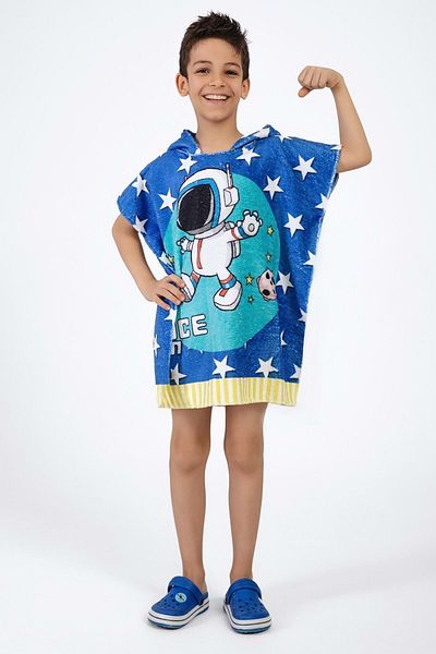 VEVİEN HOME Πετσέτα παραλίας Poncho με σχέδια αστροναύτη για παιδιά