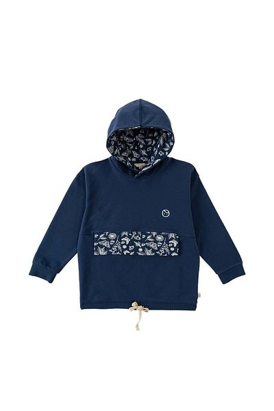Little Gusto Pocketed Hooded Sweat Kids Navy Blue Organic Cotton