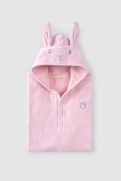 Little Gusto Pink Organic Cotton Baby Towel - Rabbit Pattern