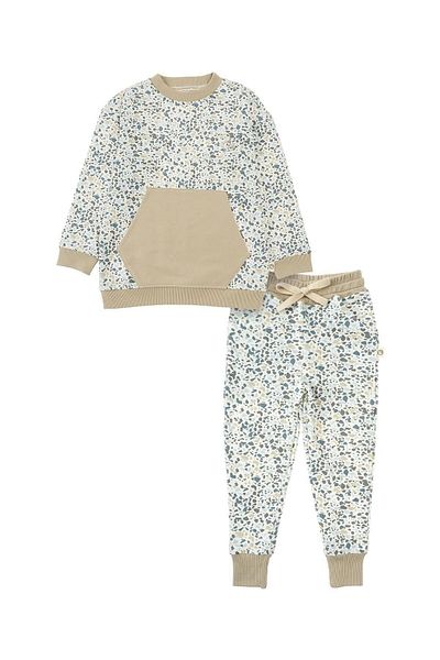 Little Gusto Tracksuit Set Kids Terrazo Blue Organic Cotton