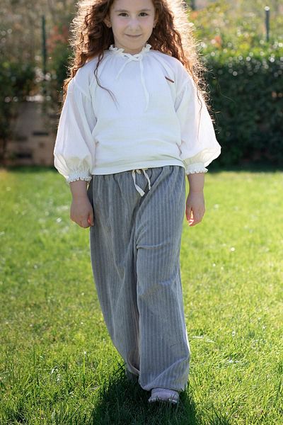 Little Gusto Velvet Palazzo Trousers Kids Gray
