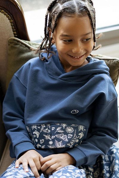 Little Gusto Pocketed Hooded Sweat Kids Navy Blue Organic Cotton