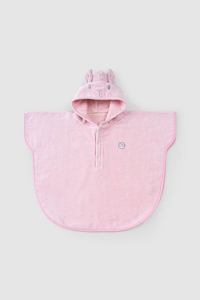 Little Gusto Pink Organic Cotton Baby Towel - Rabbit Pattern
