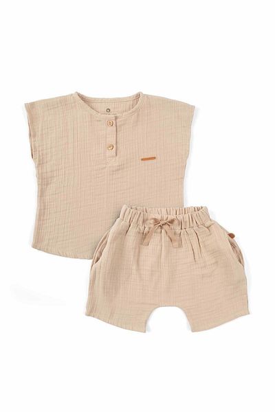 Little Gusto Muslin Baby Set Beige Organic Cotton