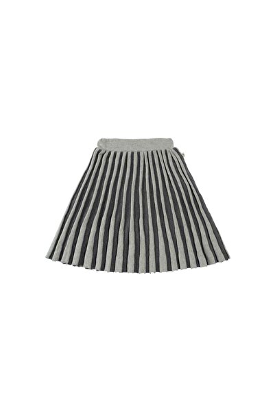 Little Gusto Örgü Etek Midi Çocuk Gri Organik Pamuk