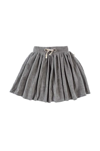 Little Gusto Velvet Mini Skirt Kids Gray