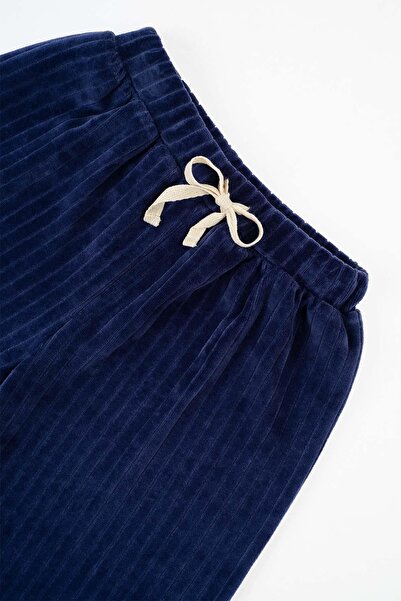 Little Gusto Velvet Palazzo Trousers Kids Navy Blue