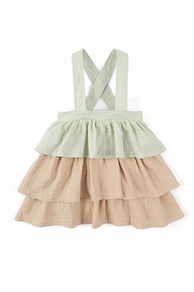 Little Gusto Layered Children's Gilet Dress Green Organic Cotton