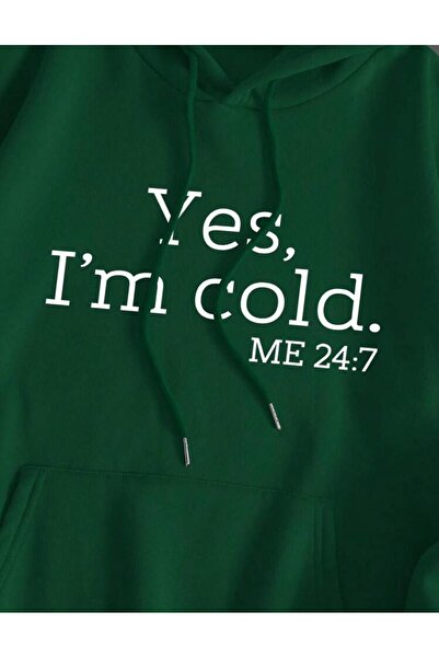 AFROGİYİM Unisex Yes Iam Cold Printed Oversize Hoodie