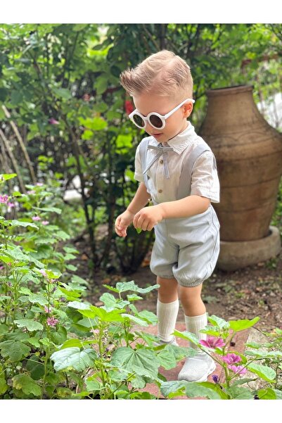 bohemiankids baby wear Gray Salopet with Gold Button Detail