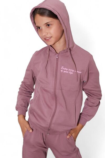Ege Bebek Σετ αθλητικές φόρμες για κορίτσια 6-10 ετών - Φερμουάρ, κουκούλα, εποχική, μακρυμάνικη