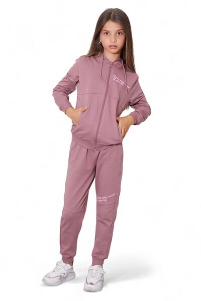 Ege Bebek Σετ αθλητικές φόρμες για κορίτσια 6-10 ετών - Φερμουάρ, κουκούλα, εποχική, μακρυμάνικη