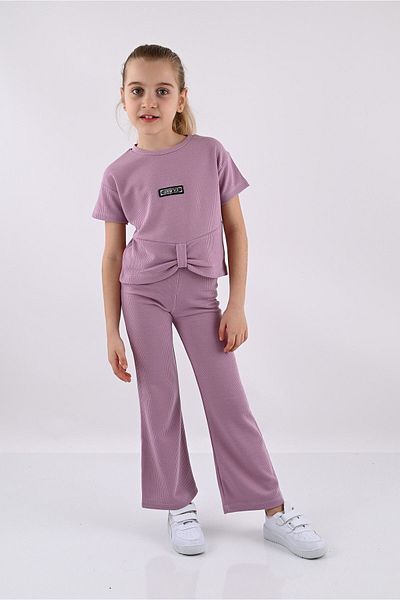 Ege Bebek GIRL'S NARROW FIT SPRING CROP DETAIL SPANISH TROUT TIGHTS SUMMER COMFORTABLE SUIT 5-10 YEARS
