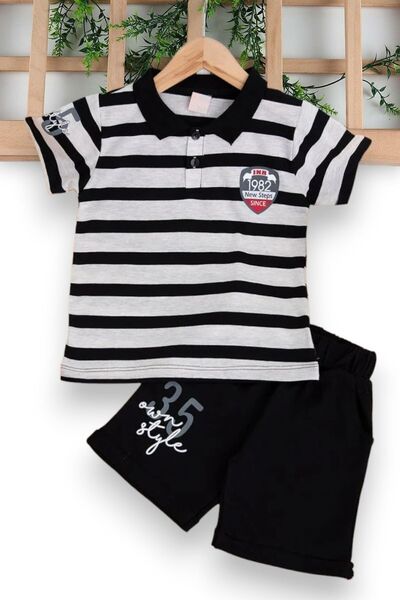 Ege Bebek Set de tricou și pantaloni scurți cu guler polo elegant pentru băieți