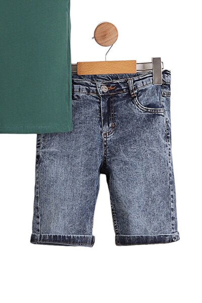 Ege Bebek BOY'S SUMMER JEANS SHORTS POLO COLLAR COOL BOTTOM TOP SET 6-10 YEARS