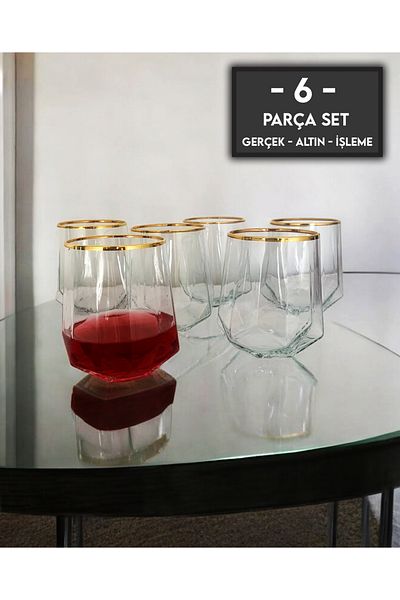 gkzglass home dekor New Year Luxury Real Gold Processed Water Soft Drink Glass Set