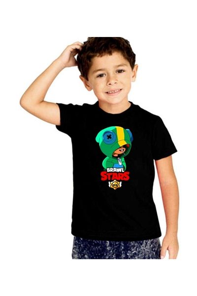 SCUBAPROMO Tricou pentru băiat Brawl Stars Leon Black