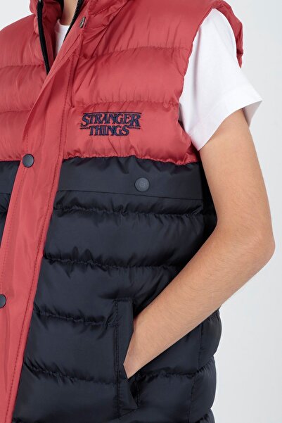 AHENGİM Boy's Stranger Embroidered Puffer Vest - Ak 216162