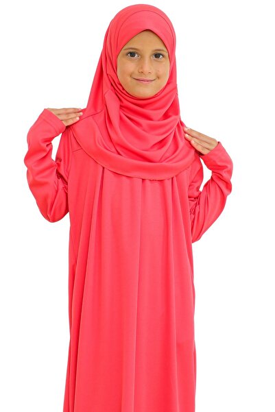 Modish Group Σετ παιδικών ενδυμάτων προσευχής δύο τεμαχίων με κασκόλ, ισλαμικό σετ ρούχων για κορίτσια - Κόκκινο