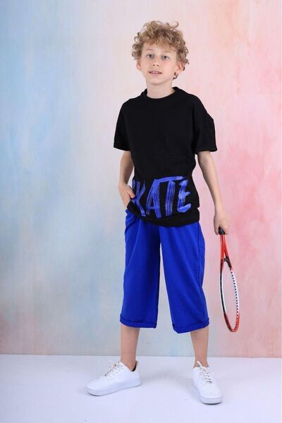 tunays shopping Boy's Oversize T-Shirt - Skate Printed, Capris 100% Cotton Set