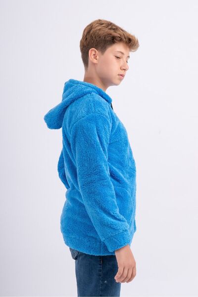 Sweets Collection Unisex Kız Erkek Genç Çocuk Kapüşonlu Cepli Polar Welsoft Peluş Ceket Hırka