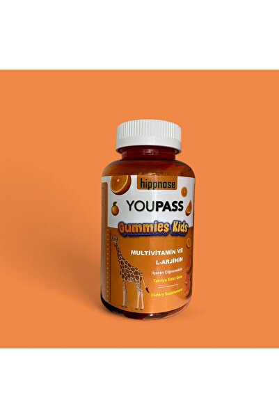 Hippnose Youpass Gummies Kids Çocuklar İçin Multivitamin ve L-Arjinin İçeren 60 Adet Çiğnene Bilir Takviye