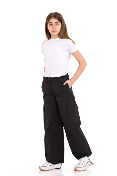 LAPINKOD Beli Garni Lastikli Cepli Paçası Stoper Lastikli Paraşüt Kız Çocuk Pantolon