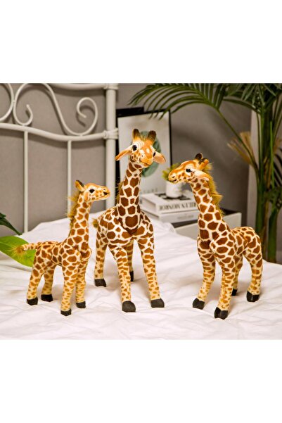 e-life shop Gerçek Görünümlü İthal Kumaş Cam Göz Zürafa Zuzu Peluş Oyuncak Oyun & Uyku Arkadaşı Büyük Boy 60 cm.