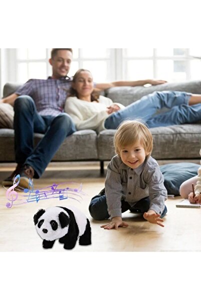 Happy Toys Pilli sesli yürüyen peluş panda emekleme arkadaşım sevimli panda oyuncak