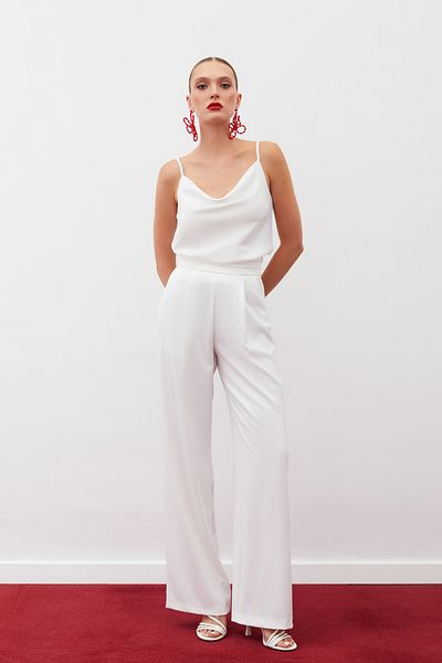 Sateen Satin Degaje Collar Blouse - ECRU