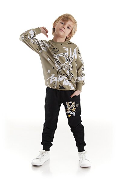 AHENGİM Boy's Astronaut Printed Tracksuit Set - Cotton, Seasonal Ak2507