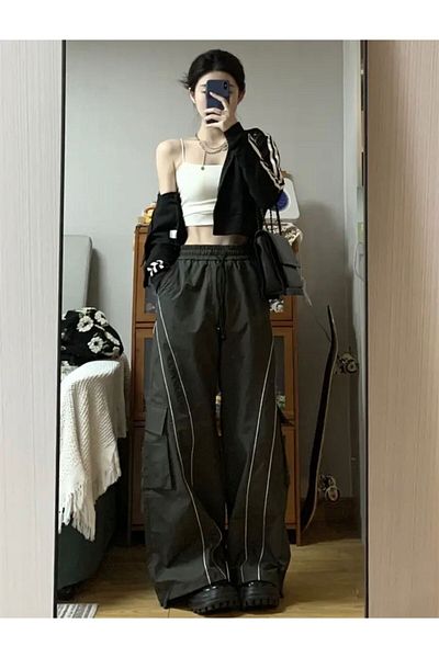DEEFWEAR Harajuku Cargo Tracksuit - Λεπτομέρεια με φερμουάρ, Νέα σεζόν - mingalondon