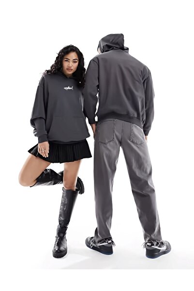 GIA - ART Худі з капюшоном і принтом Polar Shark, оверсайз, з підкладкою з флісу