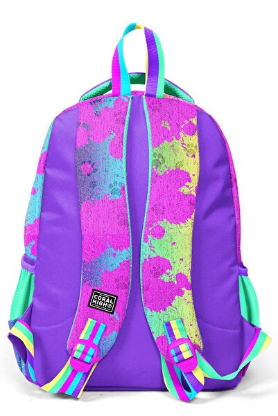 Coral High Purple Pink Dog Patterned Children's School Bag - 23649