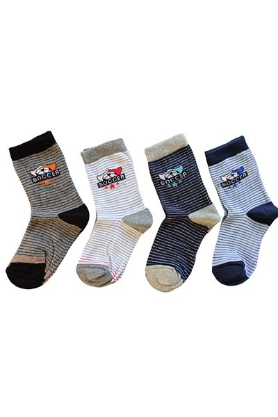 Butik Boy's 4 Soccer Socks with Writing