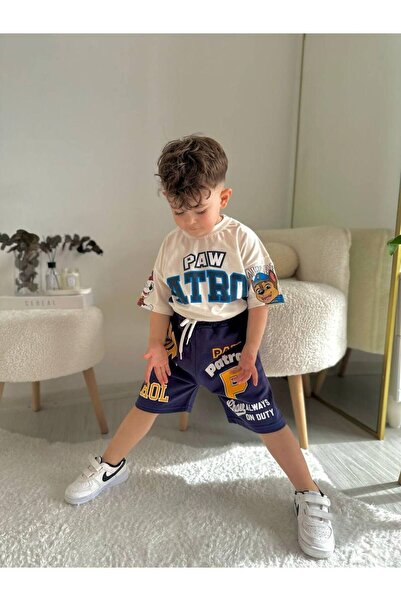 JELİBOOM طقم شورت كريمي مطبوع للأطفال من باو باترول