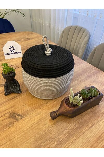 JÜTEX HOME Borcan de iută și răchită - Organizator de coșuri de bucătărie, fr...