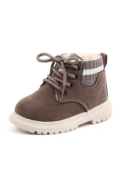 Butik Junisteps SUNİ WOOL ZIPPERED-LACED SUEDE KIDS BOOTS - WARM GRAY
