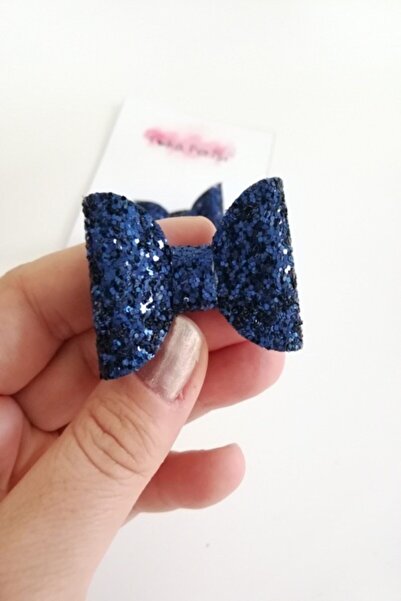 Toka Perisi Clip metalic 2 piese Cataramă cu fundă bleumarin