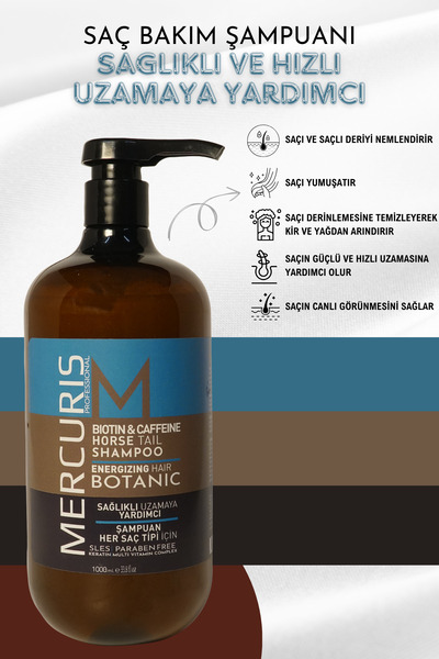 Reishi Horse Tail Biotin & Kafein Sağlıklı Uzamaya Yardımcı At Kuyruğu Saç Bakım Şampuanı 1000ml