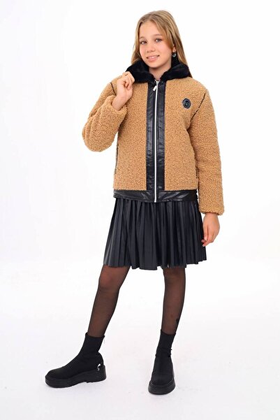 HC Kids Wear Момиче - комплект плюшено яке и кожена пола