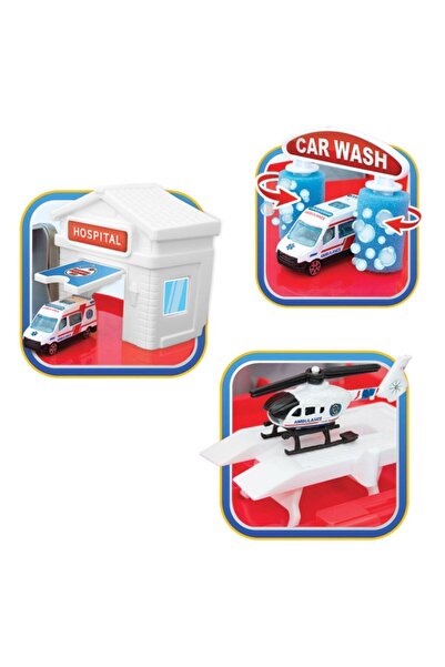 Doğan Oyuncak Dünyası Two Storey Hospital Garage Set - Car Parking Set - Car Set - Hotwheels Set - Station