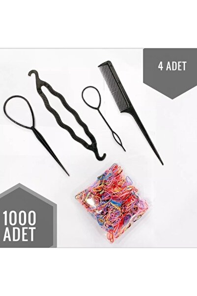 Monalisa Çocuk 500 Adet Renkli Lastik 4 Adet Saç Apartı Seti