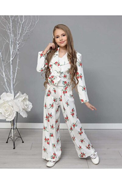 By Feyza Kids Collection Girl's Floral Patterned Jacket Set