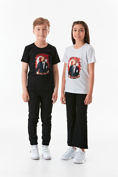 Fulla Moda Tricou unisex pentru copii Ataturk cu imprimeu guler rotund