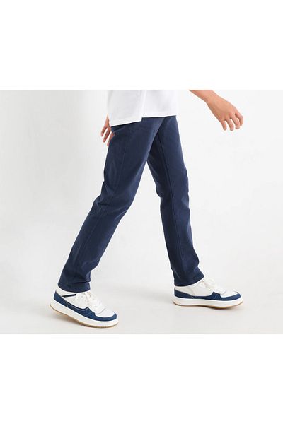 rois kids Lycra Navy Blue School Pants - Elastic Waist