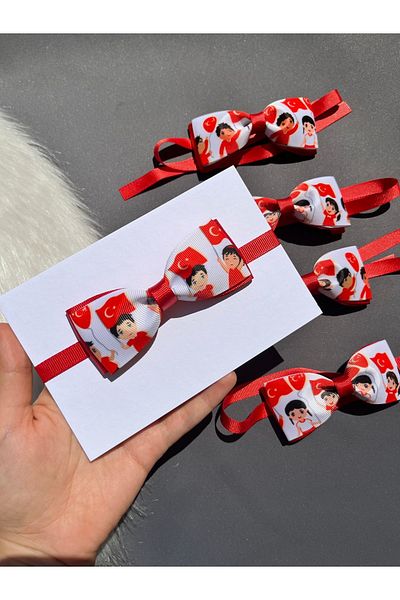 Toka Sepetim 29 October Boy and Flag Patterned Boy's Bow Tie 1 Piece