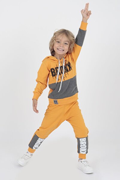 AHENGİM Trend-Trainingsanzug-Set für Jungen mit Bronx-Aufdruck Ak2235